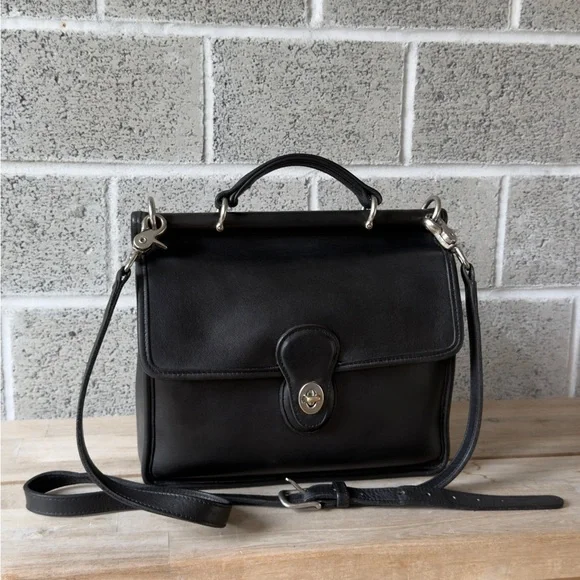 Coach Willis Black Leather Top-Handle Satchel with Detachable Strap - Picture 2 of 16